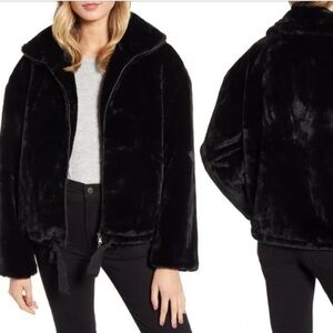 Rebecca Minkoff black faux fur jacket XS